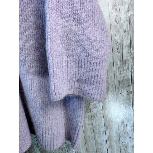 Zara Oversized Hooded Sweater  S Lavender Purple‎ Wool Alpaca Wide Sleeve - Picture 5 of 12